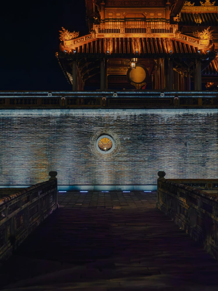 Hue Imperial Citadel — the Ngo Mon Gate and moat, entrance to the Nguyen dynasty's walled capital (1802–1945). UNESCO World Heritage 1993.